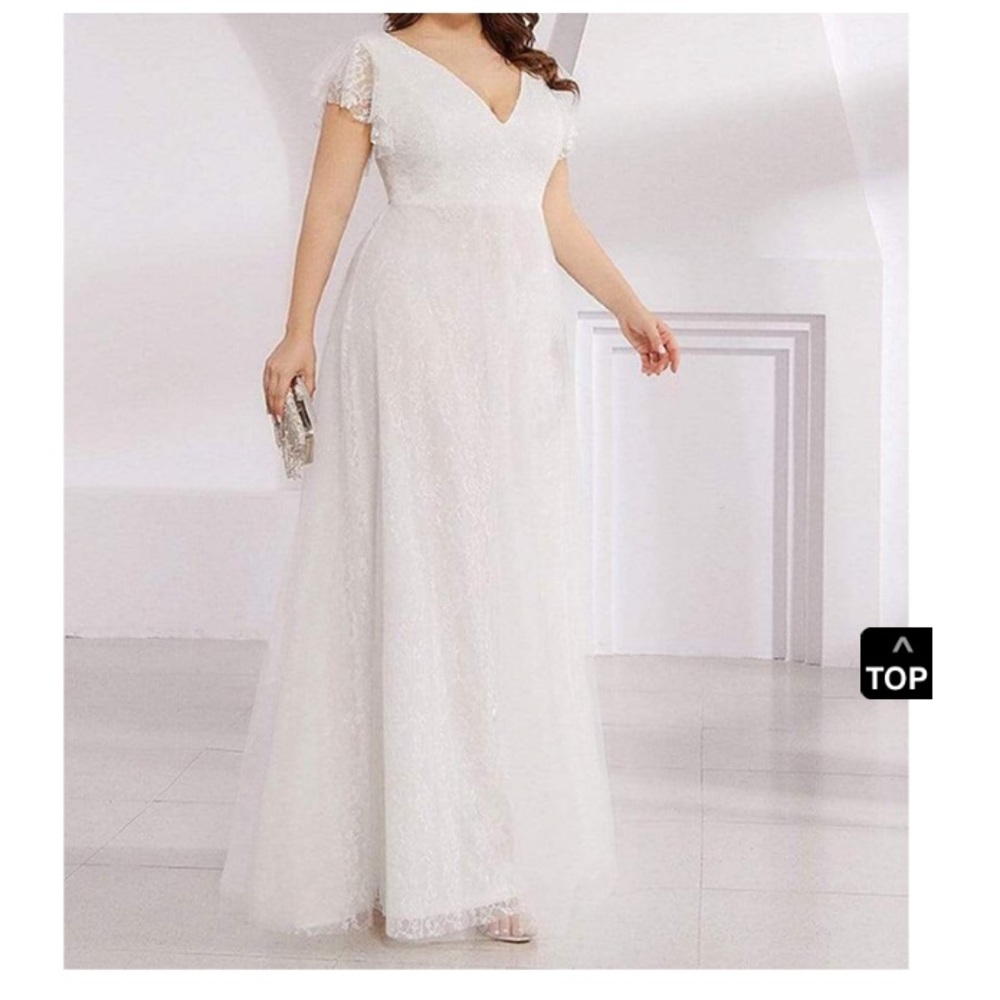 Ever Pretty Plus Size Maxi Lace Wedding Dress with Ruffle Sleeves, 3X - Picture 2 of 15